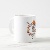 Mug Citrouille Tête Squelette Dansant Halloween Feuill (Devant gauche)