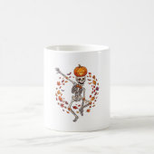 Mug Citrouille Tête Squelette Dansant Halloween Feuill (Centre)