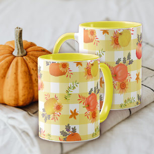Mug Citrouille Thanksgiving En vichy Jaune