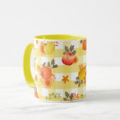 Mug Citrouille Thanksgiving En vichy Jaune (Devant gauche)