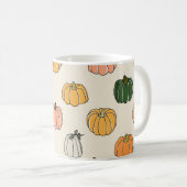 Mug Citrouille vintage Harvest, Motif sans joint. (Devant droit)
