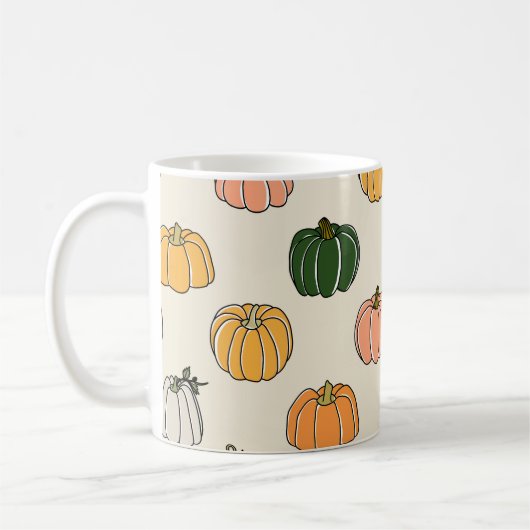 Mug Citrouille vintage Harvest, Motif sans joint. (Gauche)