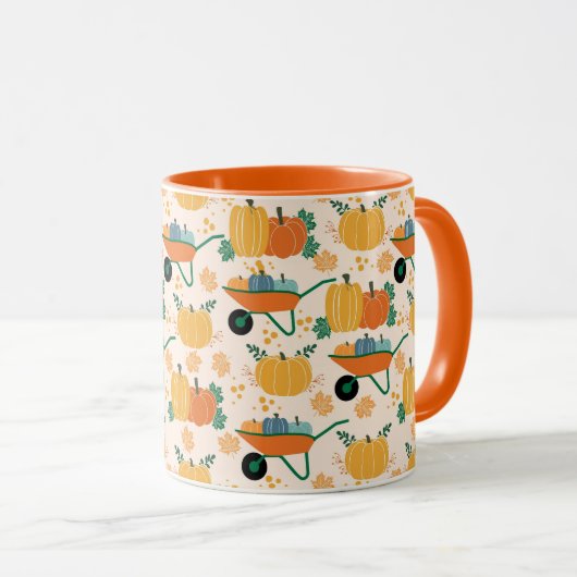 Mug Citrouille Wheelbarrow Autumn Garden Feuilles (Devant droit)