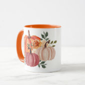 Mug Citrouilles aquarelle avec texte personnalisé (Devant gauche)
