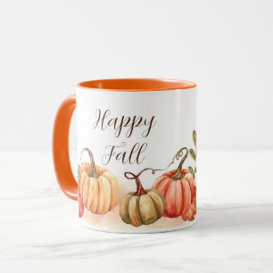 Mug Citrouilles aquarelles d'automne avec texte person