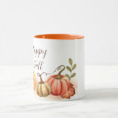 Mug Citrouilles d'aquarelle avec texte personnalisable (Centre)
