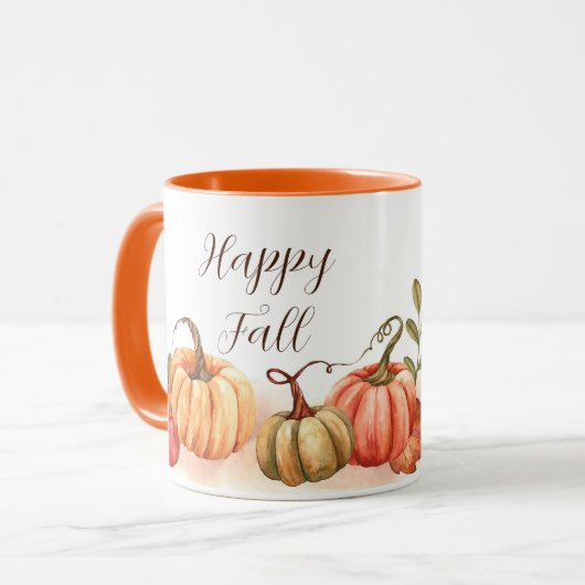Mug Citrouilles d'aquarelle avec texte personnalisable (Devant gauche)