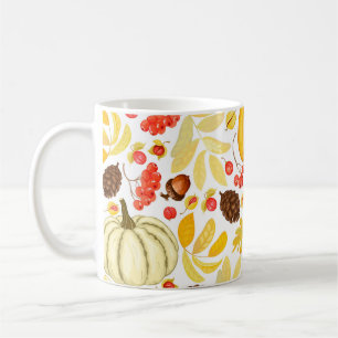 Mug Citrouilles d'automne, glands, arrière - plan vint