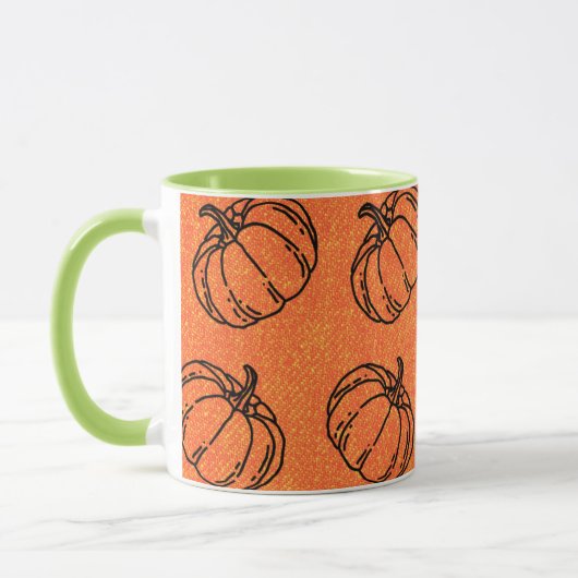 Mug Citrouilles d'automne sur fond de denim orange (Gauche)