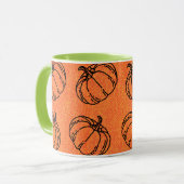 Mug Citrouilles d'automne sur Orange Denim Design (Devant gauche)