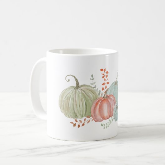 Mug Citrouilles de chute d'aquarelle (Devant gauche)