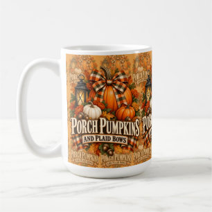 Mug Citrouilles de porche Rubans à carreaux Cottagecor