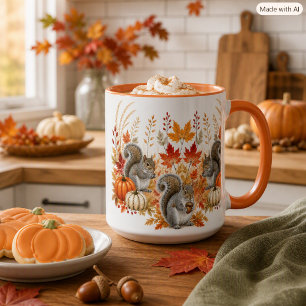 Mug Citrouilles de récolte automnale Ecureuils faune