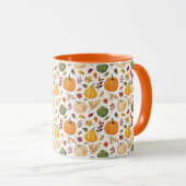 Mug Citrouilles de récolte et Motif de feuilles d'auto (Devant droit)