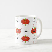 Mug Citrouilles d'halloween mignonnes, araignée et mot (Devant droit)