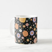 Mug Citrouilles d'Halloween rétro et Motif de fleurs (Devant gauche)