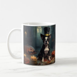 Mug Citrouilles Épouvantables Halloween Boston Terrier