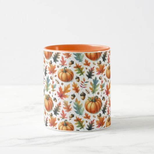 Mug Citrouilles et Feuilles de l'automne festif en bla (Centre)