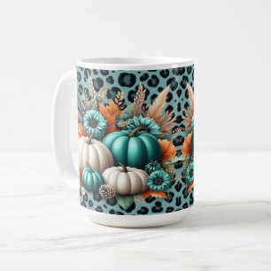 Mug Citrouilles et fleurs sur Empreinte de léopard
