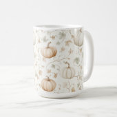 Mug Citrouilles Feuilles Orange Blanc (Devant droit)