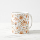 Mug Citrouilles Fleurs Blanches Crème Pêche (Devant droit)