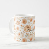 Mug Citrouilles Fleurs Blanches Crème Pêche (Devant gauche)