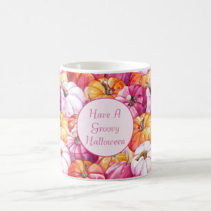 Mug Citrouilles groovy rose orange Halloween