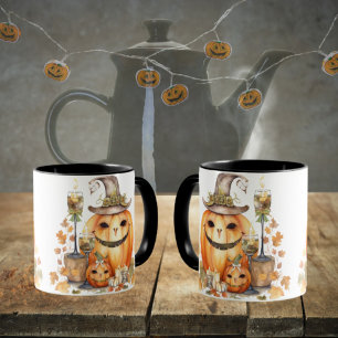 Mug Citrouilles mignons avec des vaches, des bougies e