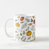 Mug Citrouilles orange et feuilles de style gravé. (Gauche)