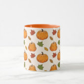 Mug Citrouilles Oranges Et Feuilles D'Automne Motif (Centre)
