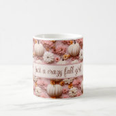 Mug Citrouilles roses avec un texte d'automne amusant (Centre)