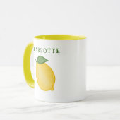 Mug Citrus citron jaune vert monogramme tendance (Devant gauche)