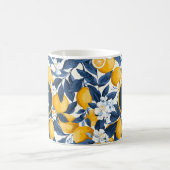 Mug Citrus de citron jaune bleu monogramme (Centre)