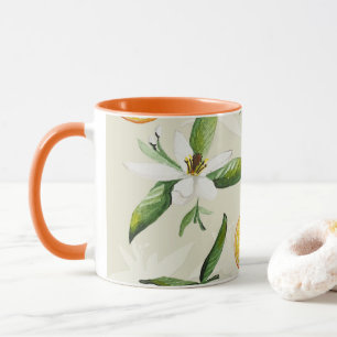 Mug Citrus motif d'oranges et de fleurs d'oranger magn