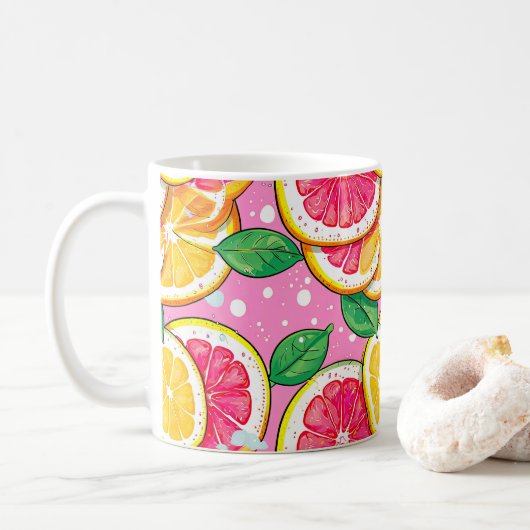 Mug Citrus Pink Polka Dot  (Avec donut)