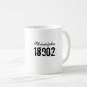 Mug City Zip Code Déplacement Cadeau Black White Café  (Devant droit)