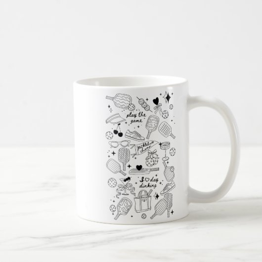 Mug Ckleball Doodles In Black On Beige Retro Comfort C (Droite)