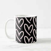 Mug Clair rose W/ Noir Coeurs Arrière - plans des Coeu (Gauche)