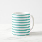 Mug Clair Turquoise bleu et blanc rayures horizontales (Devant droit)