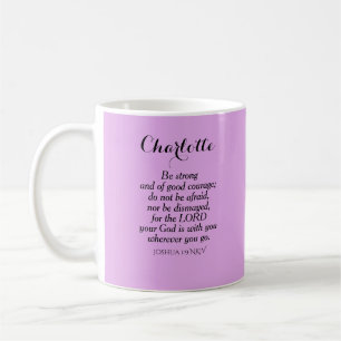 Mug Clair Violet Courage Bible Verse Nom personnalisé