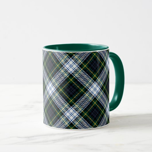 Mug Clan blanc vert rustique plaid Gordon Tartan (Devant droit)
