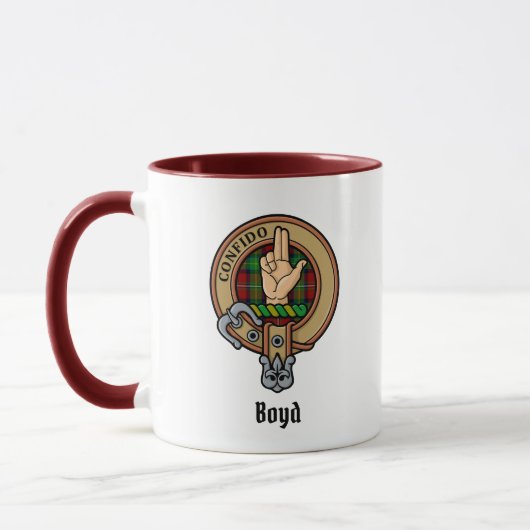 Mug Clan Boyd Crest sur Tartan (Gauche)