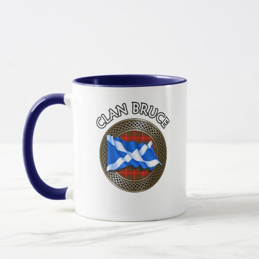 Mug Clan Bruce Tartan Knot & Flag (Gauche)