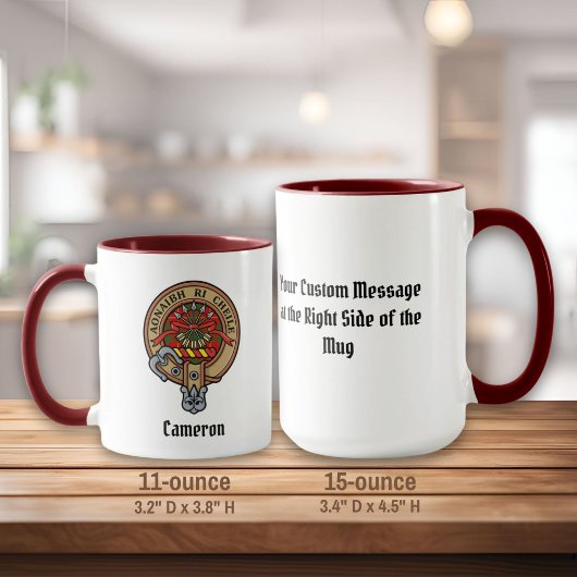 Mug Clan Cameron Crest sur Tartan