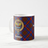 Mug Clan Carnegie Crest sur Tartan (Devant gauche)