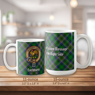 Mug Clan Cockburn Crest sur Tartan
