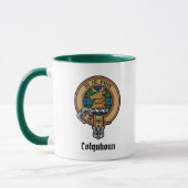 Mug Clan Colquhoun Crest sur Tartan (Gauche)