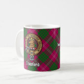 Mug Clan Crawford Crest sur Tartan (Devant gauche)