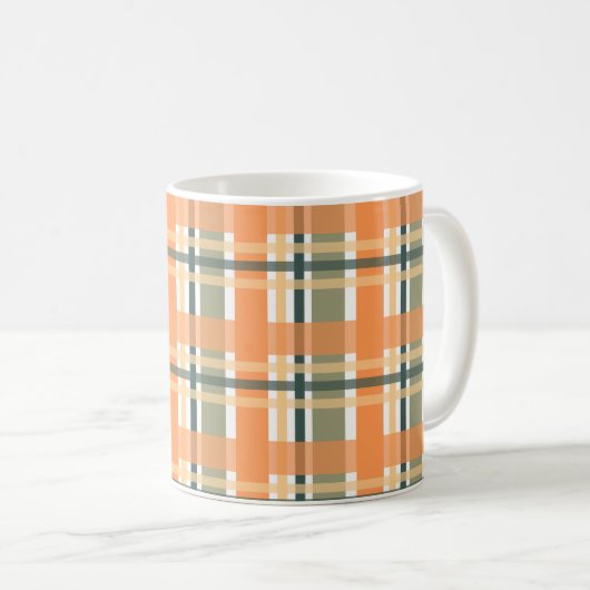 Mug Clan écossais plaid orange vert tartan à damiers (Devant droit)