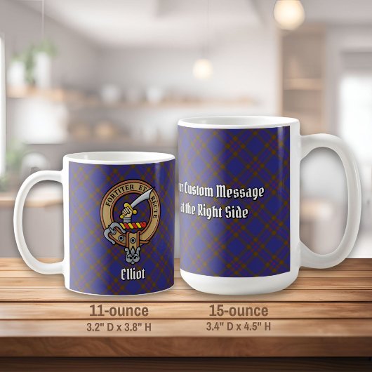 Mug Clan Elliot Crest sur Tartan moderne